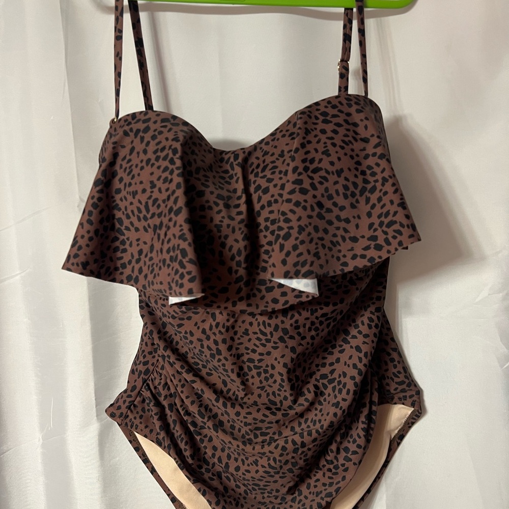 Kona Sol Brown and Black One Piece with Modern Cut-Out